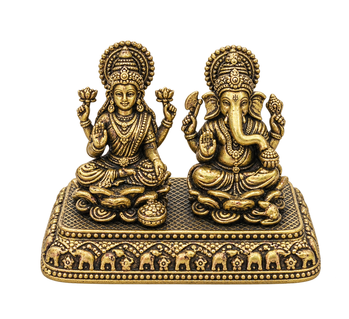 Brass Lakshmi Ganesha on chowki