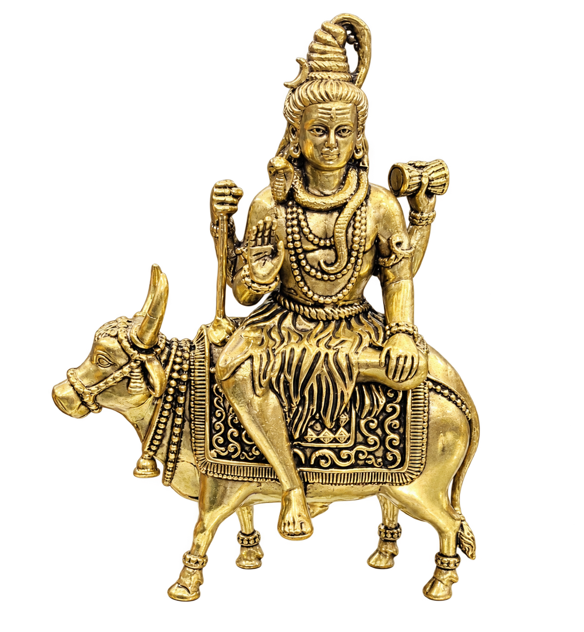 One brass Shiva on Nandi sculpture