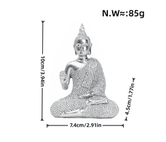 Small seated Buddha figurine in silver finish
