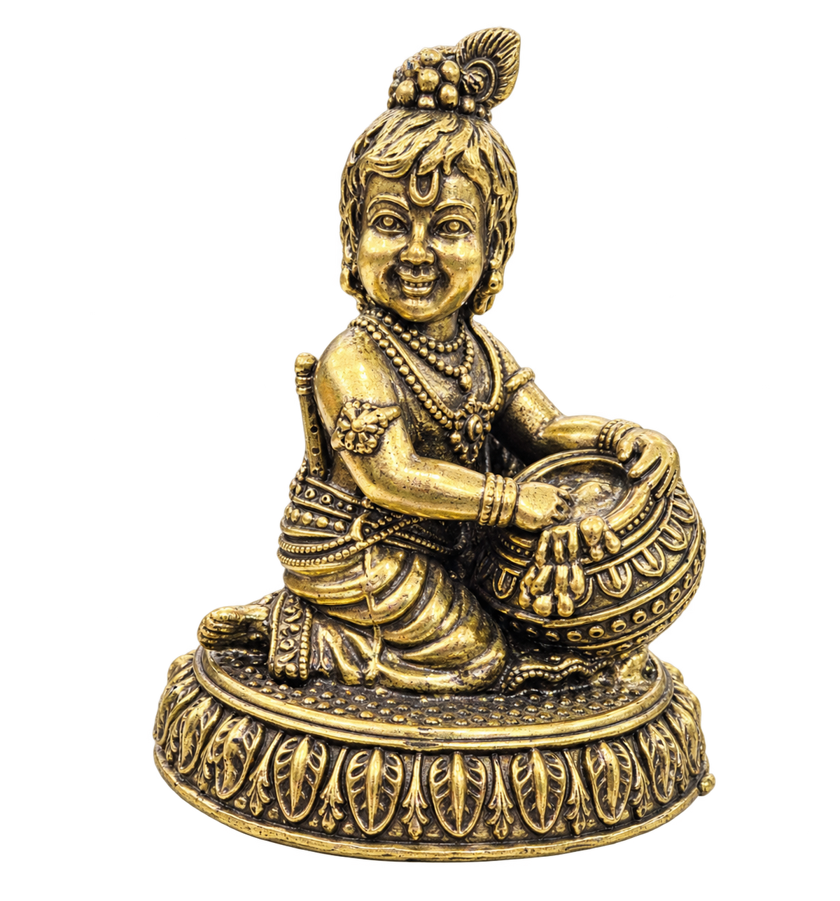 Brass Laddu Gopal with butter pot