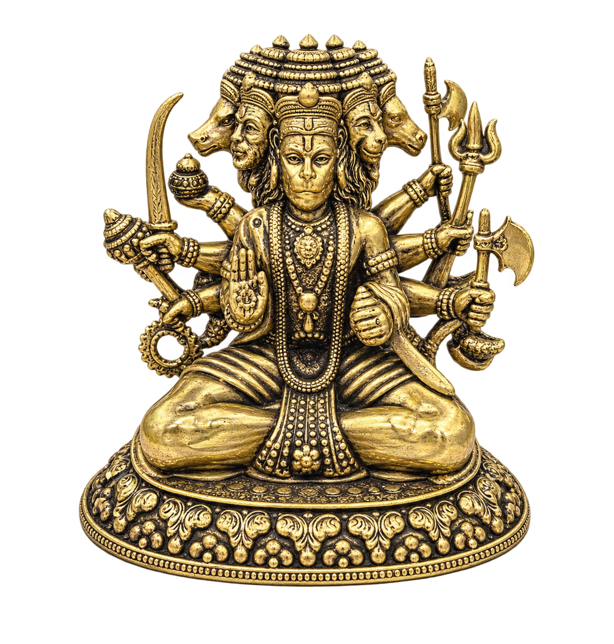 Brass Panchmukhi Hanuman - seated