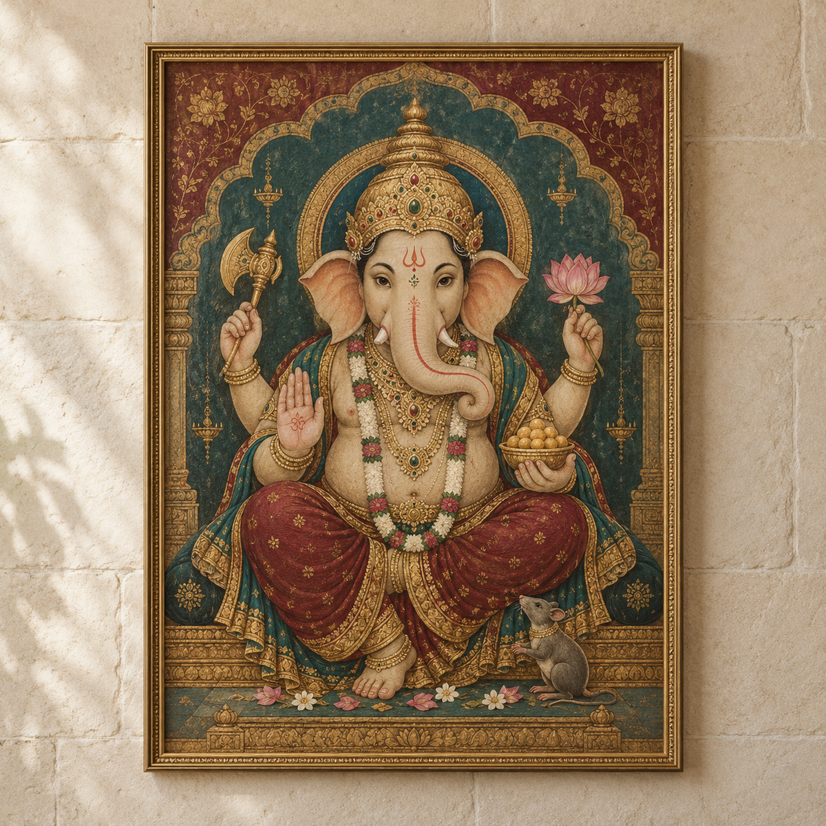 Ganapathy Painting — Burgundy & Gold — illustrative concept preview